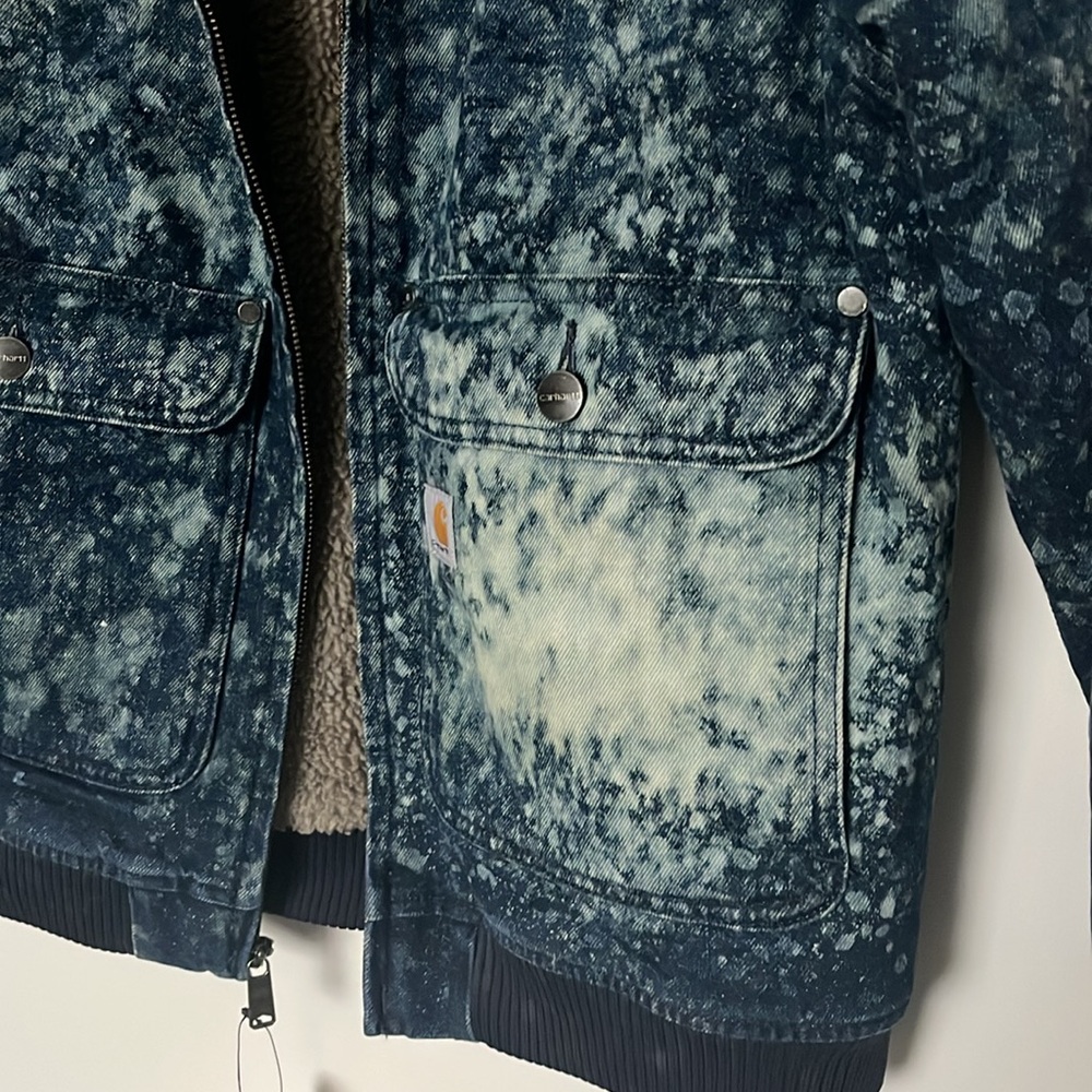 Fall Custom Carhartt Hand-Dyed Veronica Beard Inspired Denim Sherpa Jacket, NWT - Picture 5 of 7